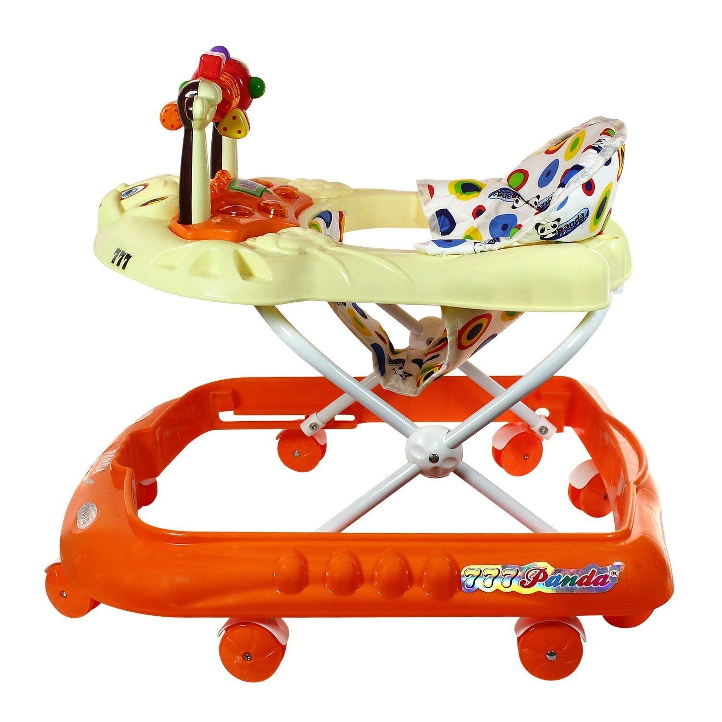 Panda 777 Smart Musical Round Toddler Baby Walker with Comfy Seat and Activity with Light and Musical Toy Bar and Ultra Soft Seat for Kids/Babies (Orange) (Orange) - MRGTOYS