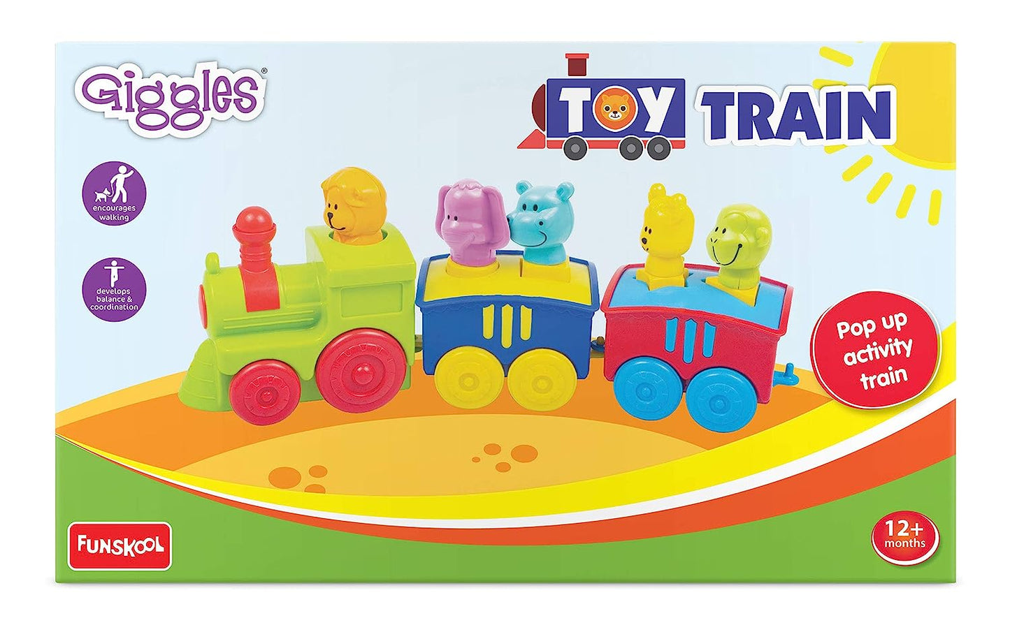 Giggles -, 2 in 1 Colourful Animal Pull along Toy Train, Walking, Shape sorting, Pretend Play Preschool Toys (12 Months & Above Infant, Multicolor)
