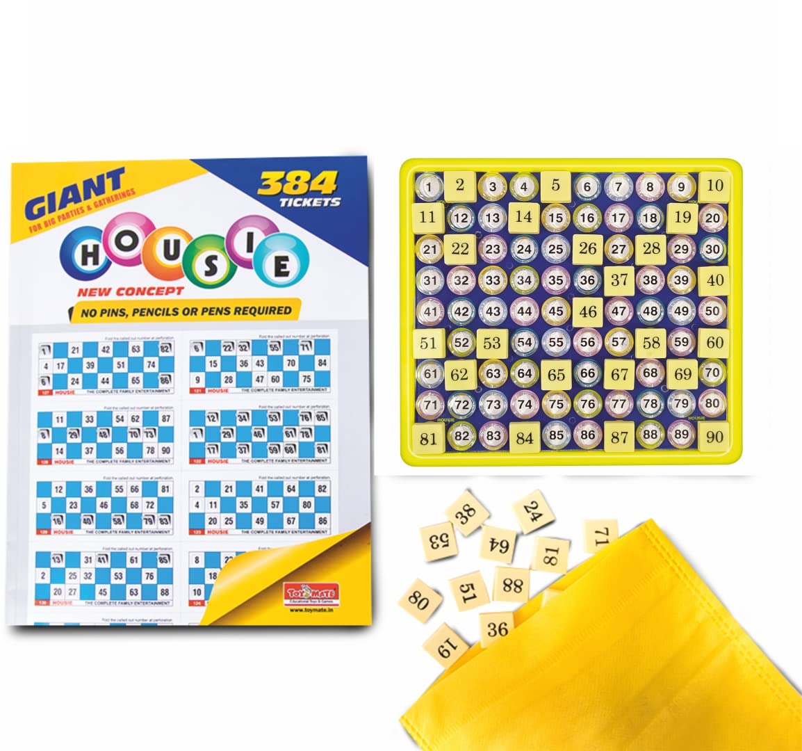Toymate Housie Giant 384 Foldable Tickets- No Pins or Pencils Required