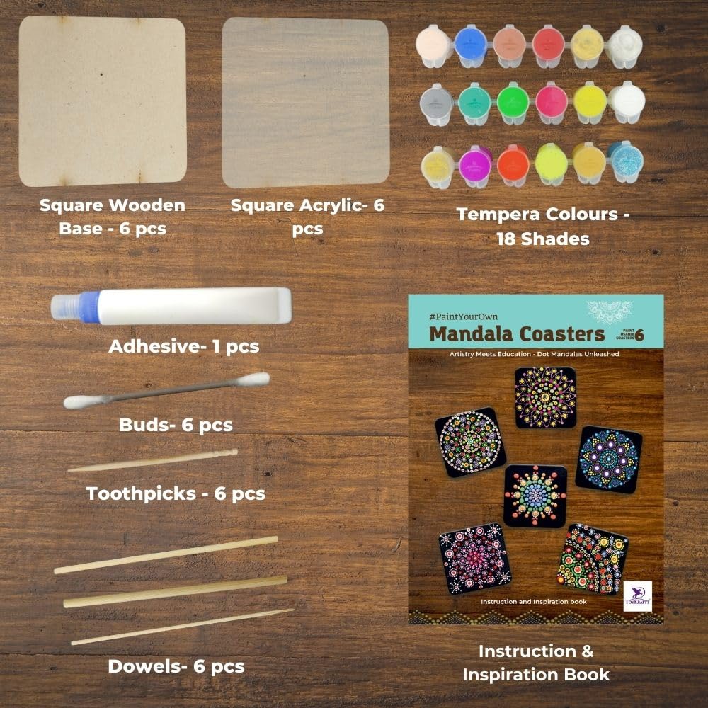 TOYKRAFTT Painting Kit for Kids Mandala Art Kit| Dot Painting Kit| Toys for Girls Boys 7 to 12 Years| Gifts for Birthday Dot Mandala Table Coaster