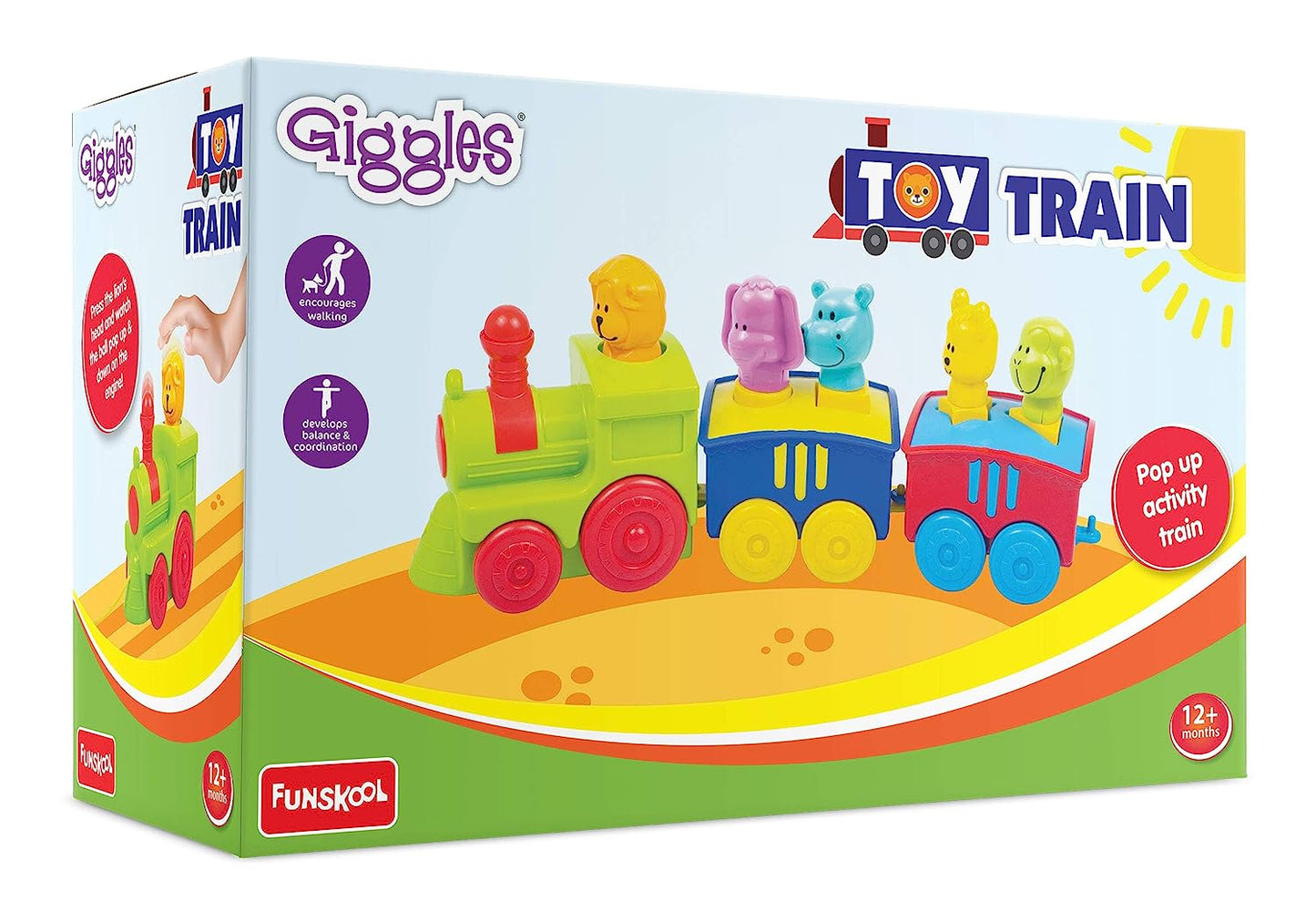 Giggles -, 2 in 1 Colourful Animal Pull along Toy Train, Walking, Shape sorting, Pretend Play Preschool Toys (12 Months & Above Infant, Multicolor)