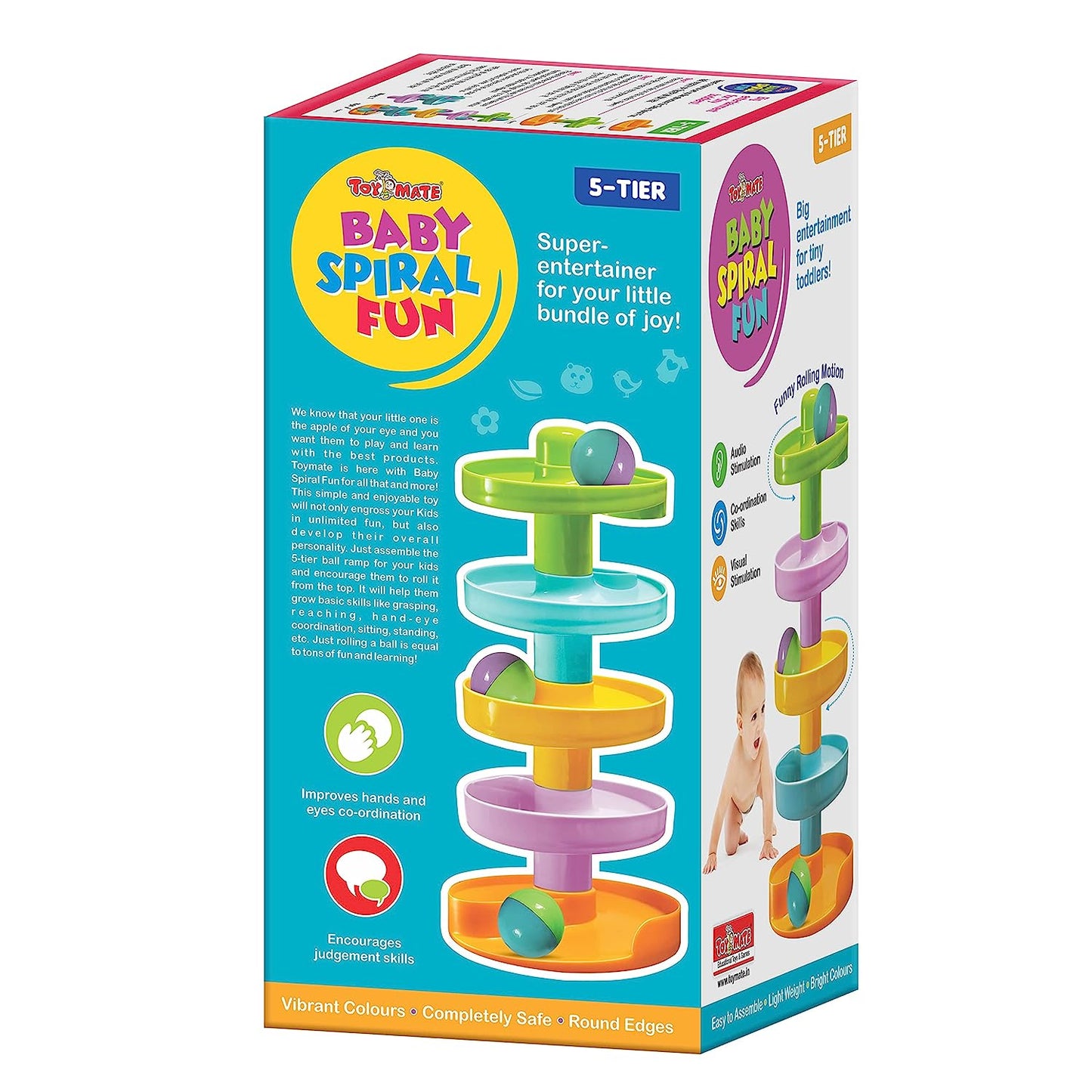 toymate Baby Spiral Fun-A Roll Ball Toy With 6 Layer Ball Drop Tower Run With Roll Swirling Ramps For Baby And Toddler Educational Development Toy Set, Multi color