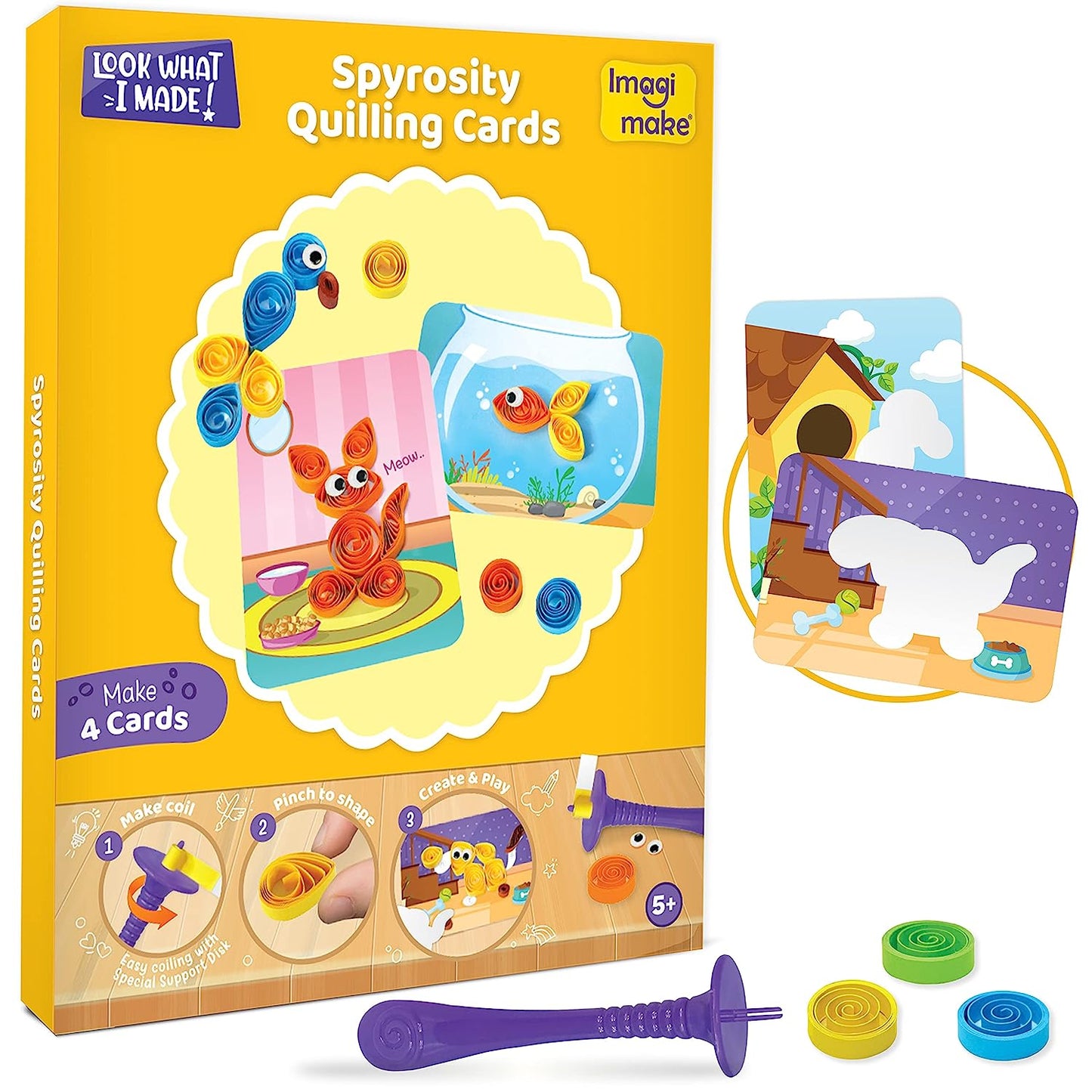 Imagimake 5-in-1 Awesome Craft Kit- Kids Arts and Crafts- Arts and Crafts for Kids ages 6-8 - Air Dry Clay, Paper Quilling Kit, Stamp for Kids, Foam Crafts - Gifts for 5, 6, 7, 8 Year Old Girls & Boys, Multicolour,GAMES