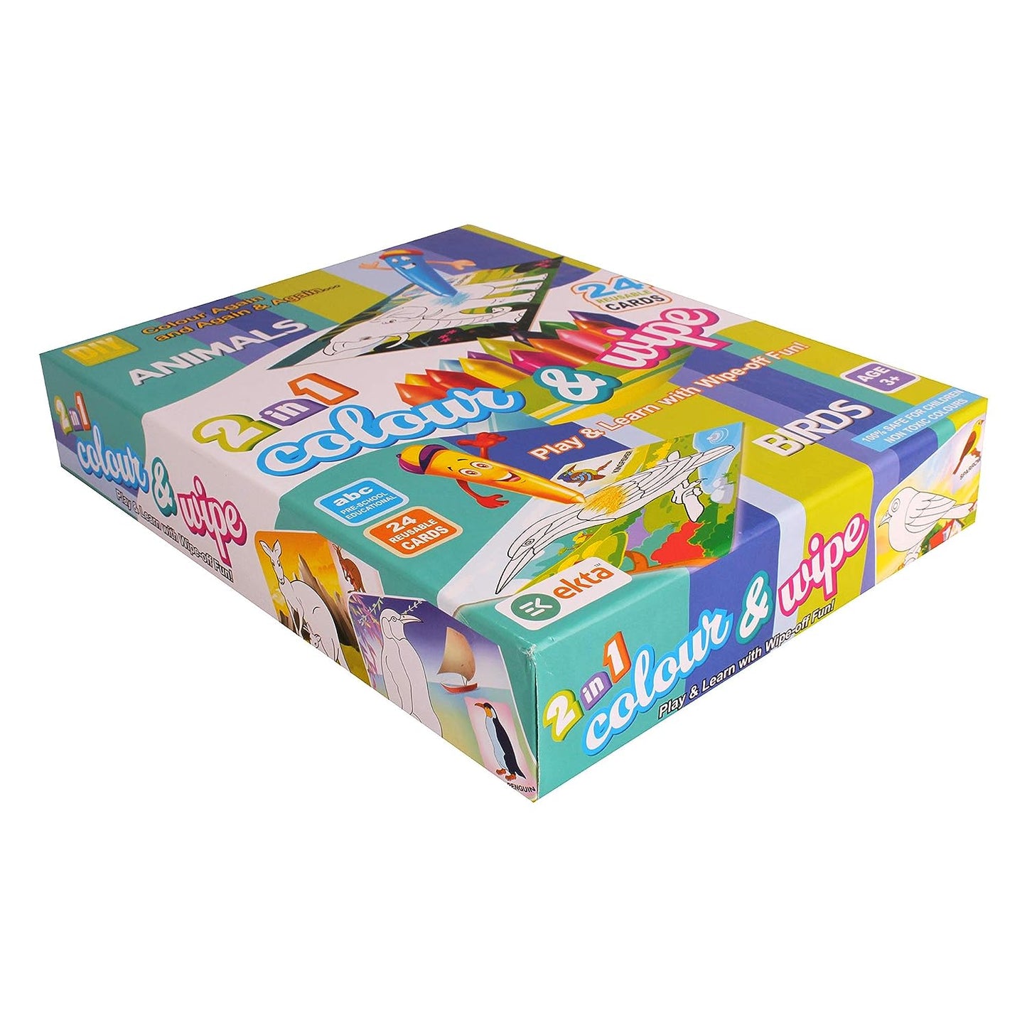 EKTA 2 in 1 Colour &Wipe Animals& Birds