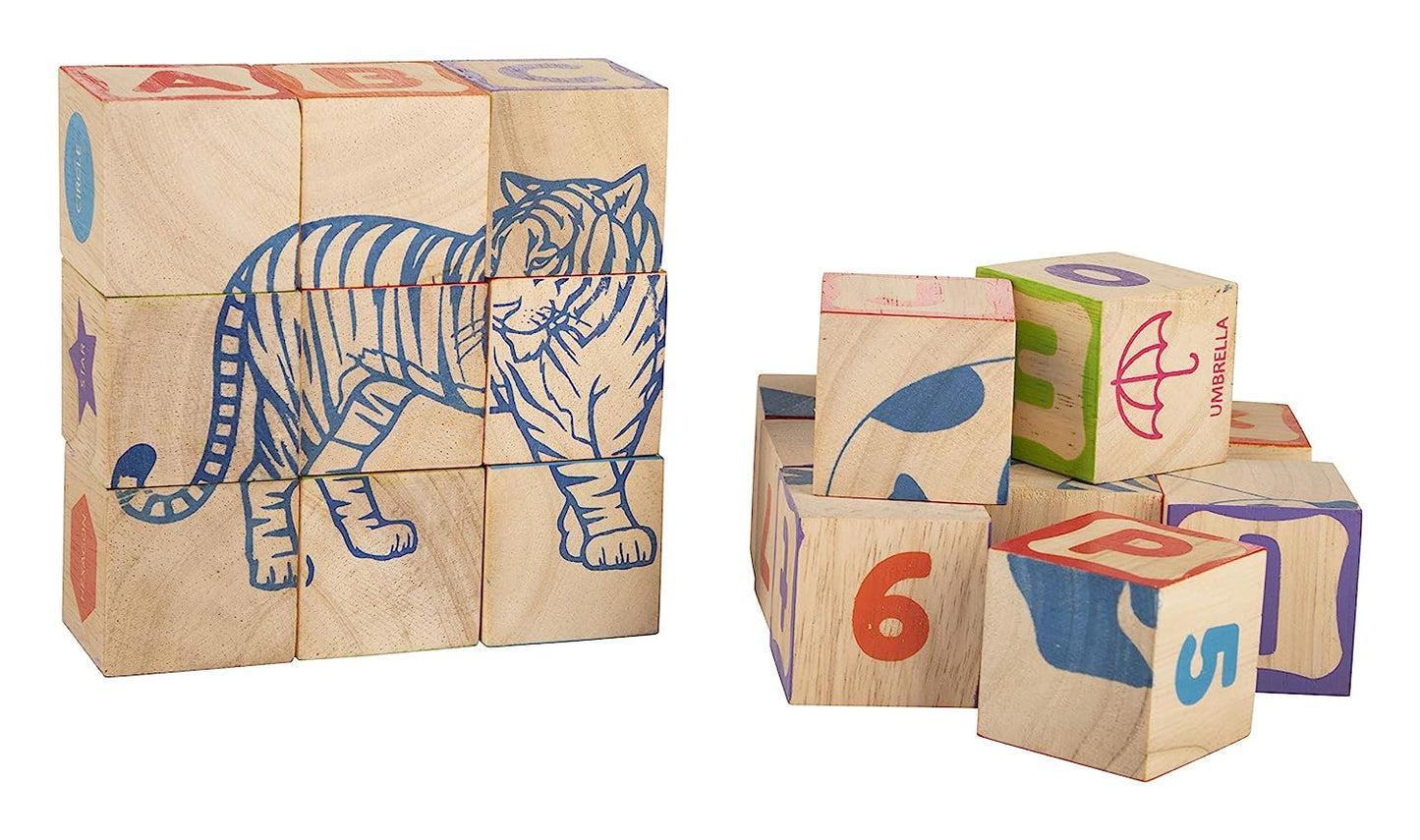 Giggles - Info Cubes, Educational Learning blocks, Teaches Alphabet,Numbers,Colour shapes & Picture puzzle, 3 Years & above, Preschool toys Multicolor (26 pieces)