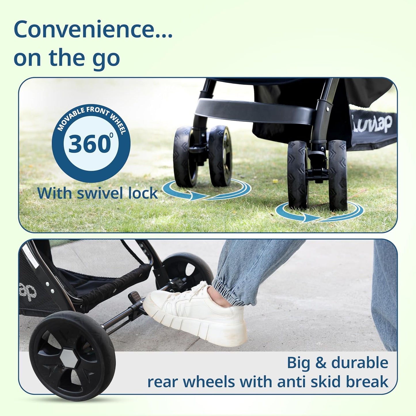 LuvLap Galaxy Baby Stroller, Pram for Baby with 5 Point Safety Harness, Spacious Cushioned seat with Multi Level seat Recline, Easy Fold, Lightweight Baby Stroller for 0 to 3 Years (Black)