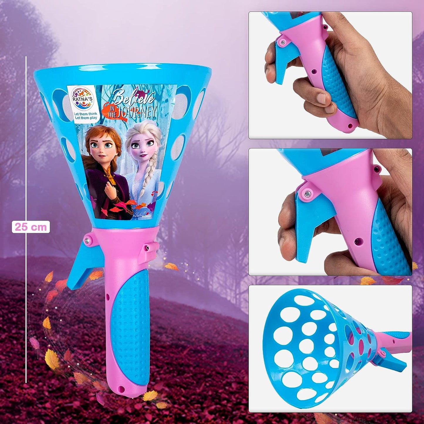 Ratna's Sky Ping Pong Disney Frozen Pop & Catch Plastic Click and Catch Twin Ball Indoor & Outdoor Game Toy Set for Boys & Girls