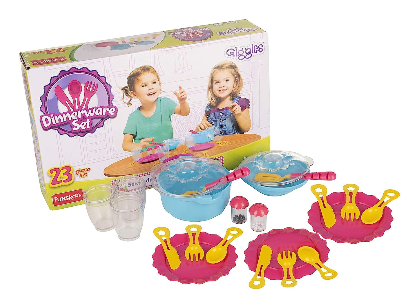 Giggles - Dinnerware Set , 23 Colourful Pretend and Play Cooking Set , Language and Social Skills,Role Play , 3 Years & Above , Preschool Toys