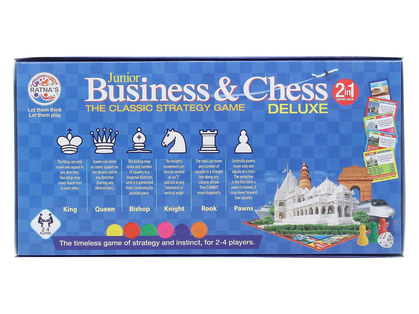 Ratna's 2 in 1 Business & Chess Junior Deluxe Board Game | Board Size: 11 Inches * 11 Inches for 7+ Years