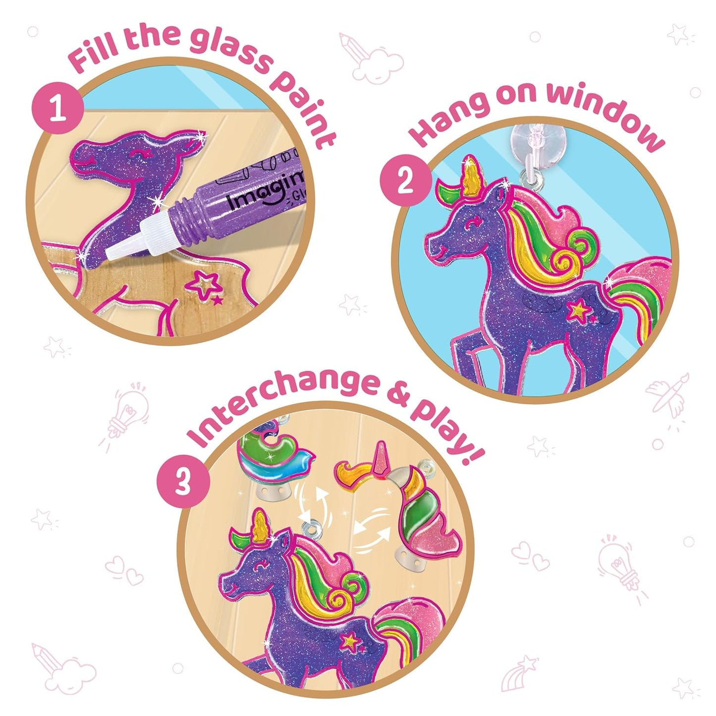 Imagimake Window Art Unicorn | Glass Painting Kit | Art and Craft Kit for Girls 6-8 | Toys for Girls | Sun Catcher Kit | Unicorn Gifts for Girls Age 6-8 | Birthday Gift for Girls 5+ Years