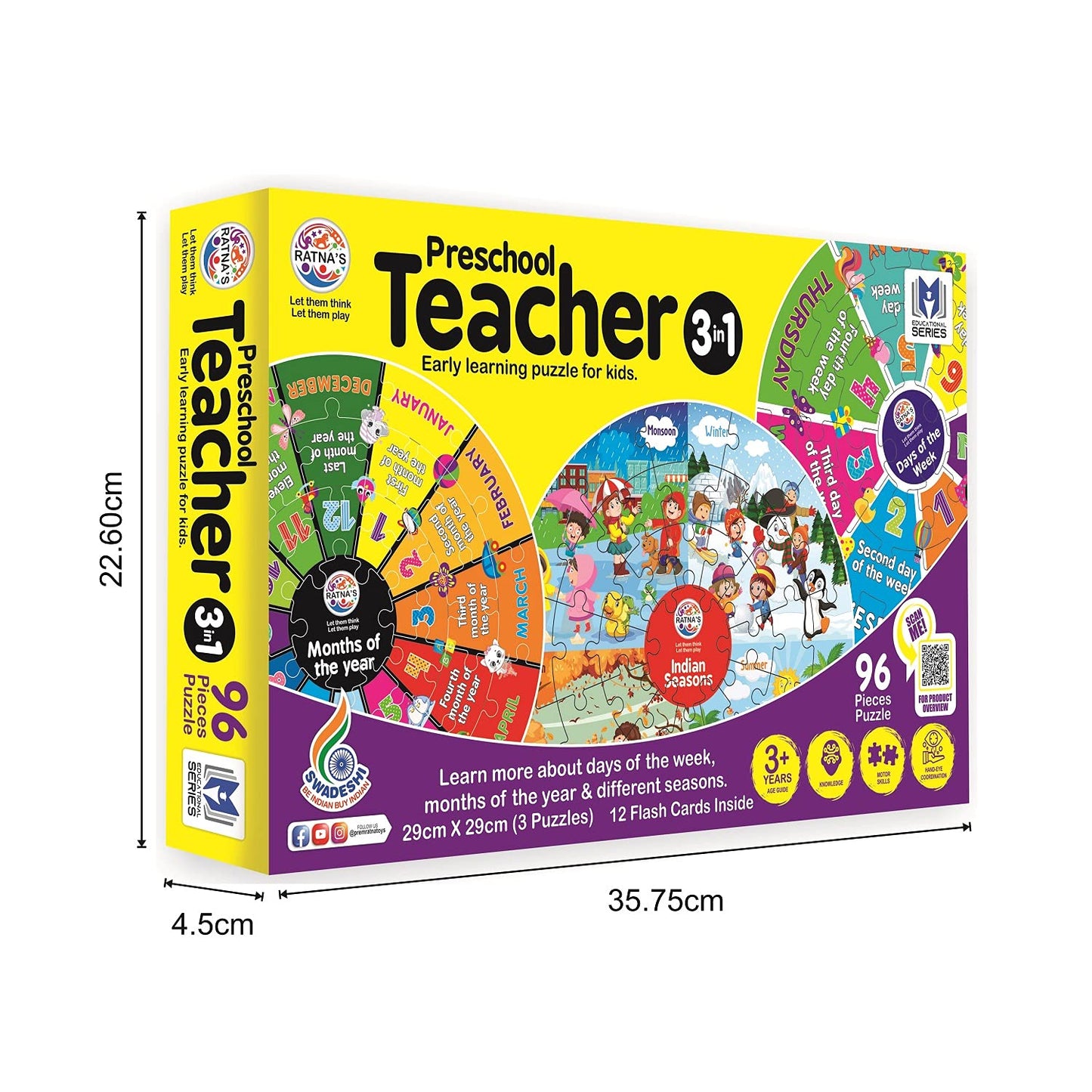 Preschool Teacher 3 in 1|A Perfect Early Learner Jigsaw Puzzle for Kids|Learn More About Days of The Week,Months of The Year & Different Indian Seasons