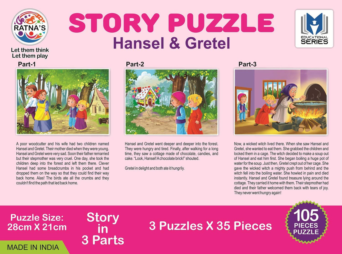 Story Jigsaw Puzzle Hansel & Gretel 105 Pieces Puzzle(35 Pieces x 3 Puzzles)