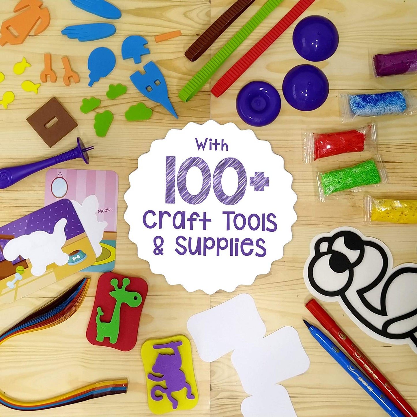 Imagimake 5-in-1 Awesome Craft Kit- Kids Arts and Crafts- Arts and Crafts for Kids ages 6-8 - Air Dry Clay, Paper Quilling Kit, Stamp for Kids, Foam Crafts - Gifts for 5, 6, 7, 8 Year Old Girls & Boys, Multicolour,GAMES