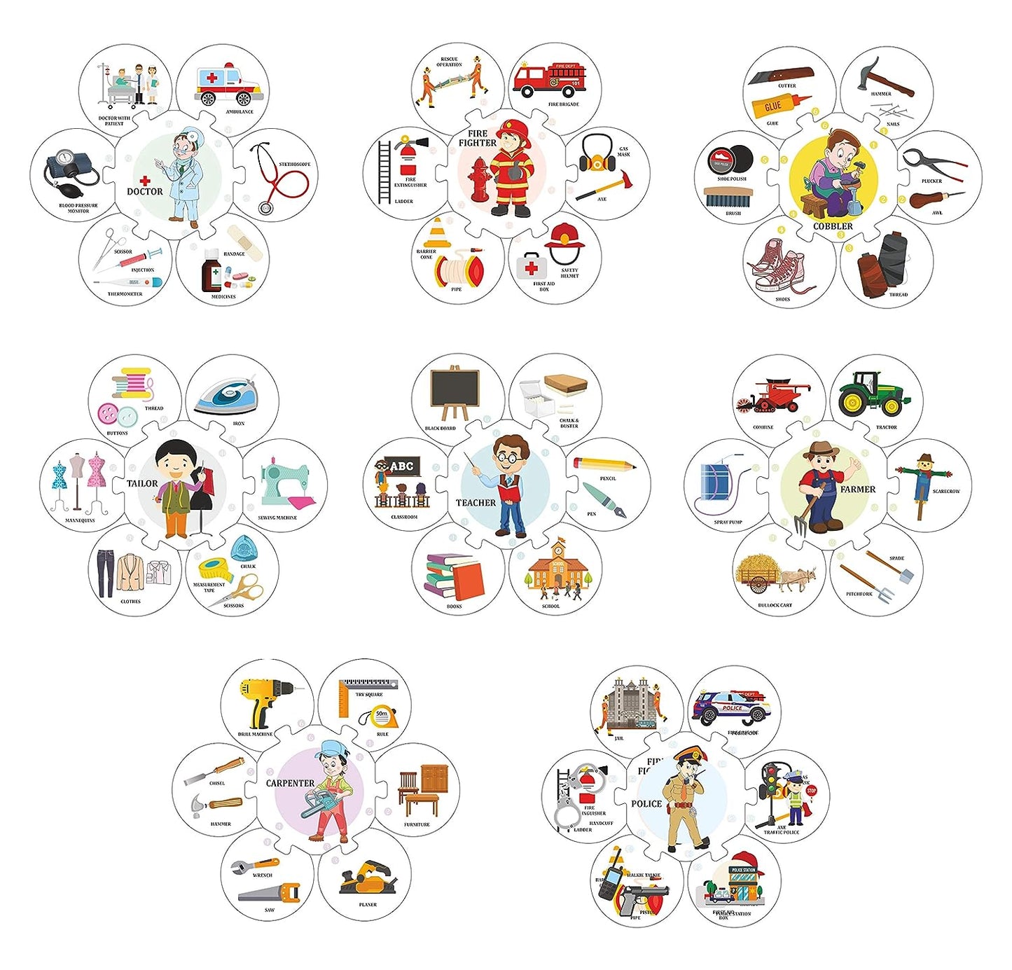 RATNA'S Our Helpers Jigsaw Puzzle Jigsaw Combo of 8 Different Helpers