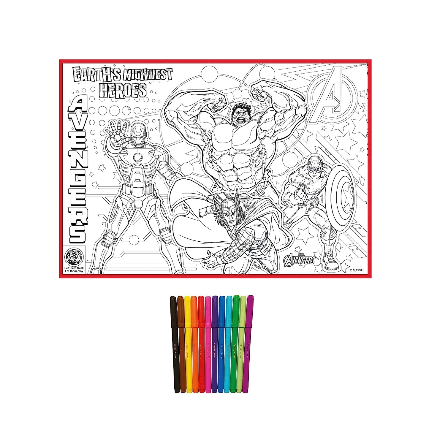 RATNA'S My Coloring Mat Avengers | DIY Kit for Kids Big Size Mat 40 x 27 inches