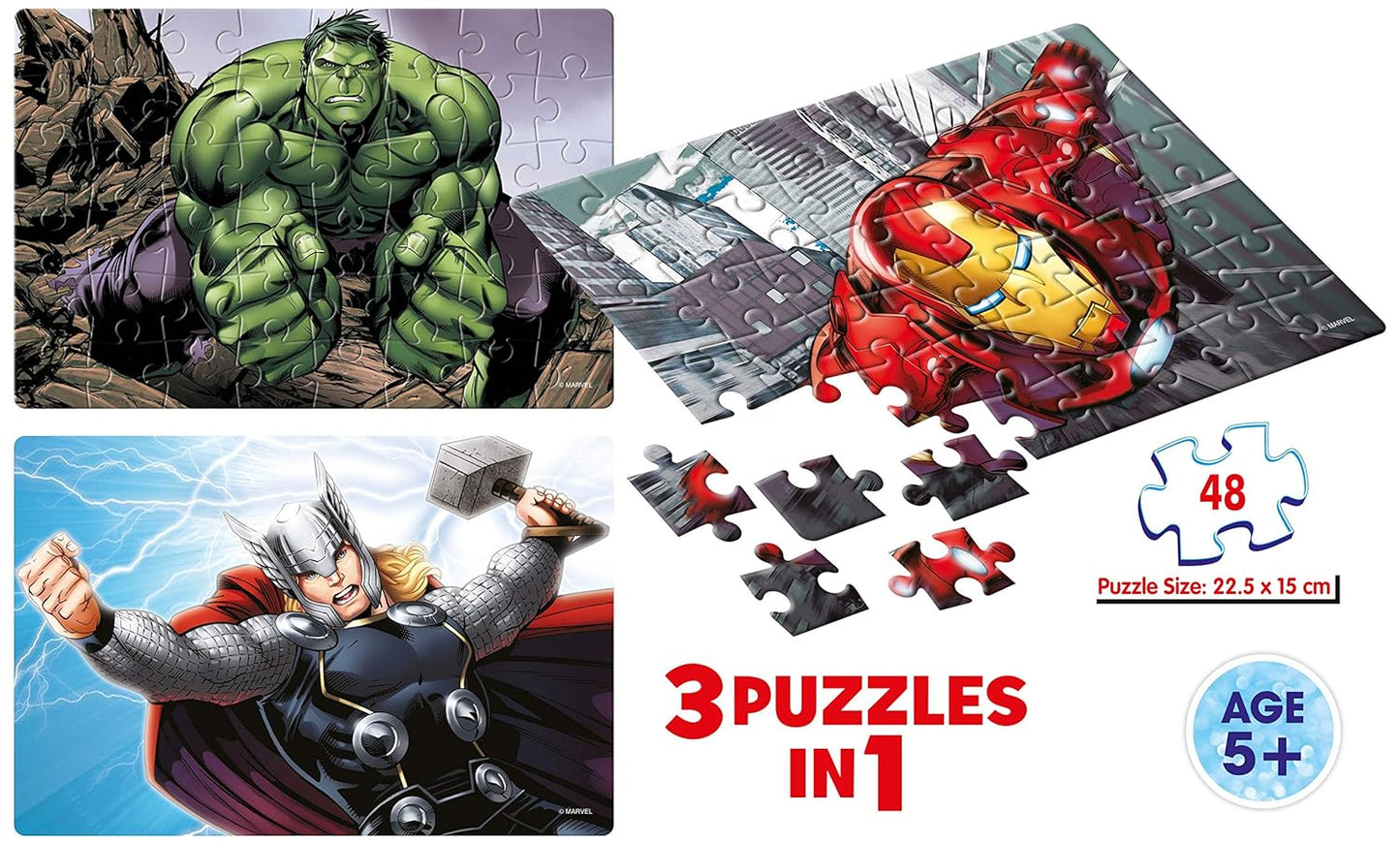 Frank Marvel Avengers Puzzles - 48 Pieces 3 in 1 Jigsaw Puzzles for Kids for Age 5 Years Old and Above