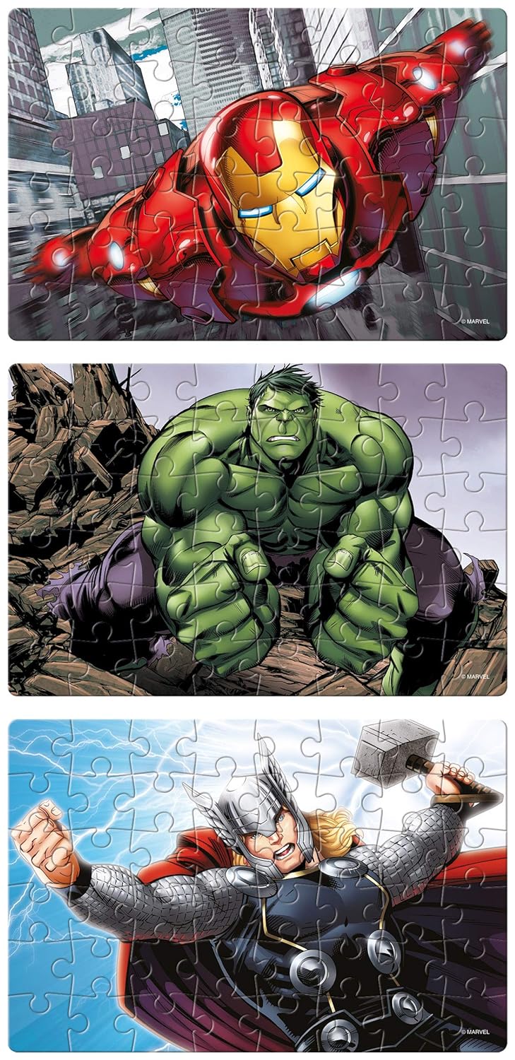 Frank Marvel Avengers Puzzles - 48 Pieces 3 in 1 Jigsaw Puzzles for Kids for Age 5 Years Old and Above