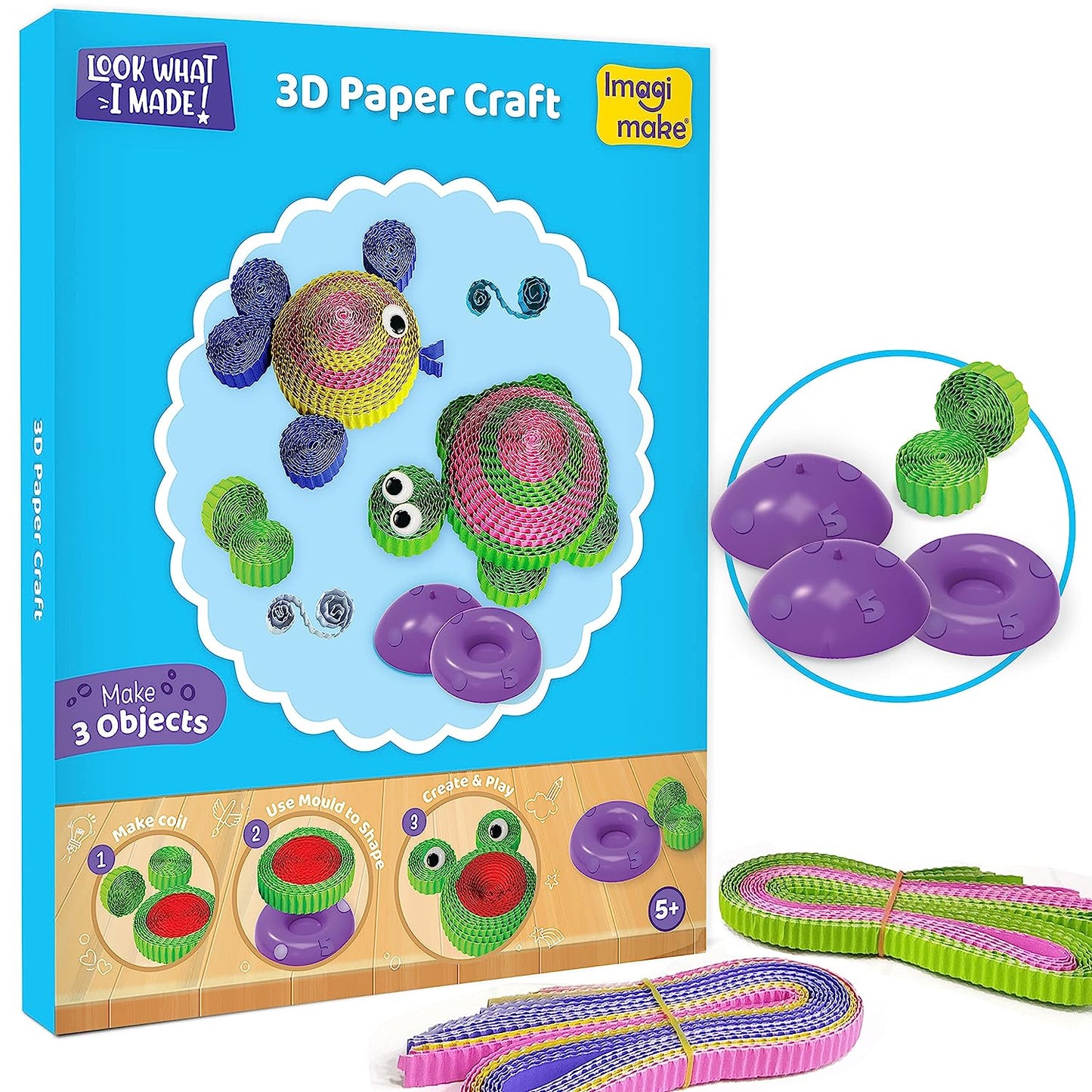 Imagimake 5-in-1 Awesome Craft Kit- Kids Arts and Crafts- Arts and Crafts for Kids ages 6-8 - Air Dry Clay, Paper Quilling Kit, Stamp for Kids, Foam Crafts - Gifts for 5, 6, 7, 8 Year Old Girls & Boys, Multicolour,GAMES