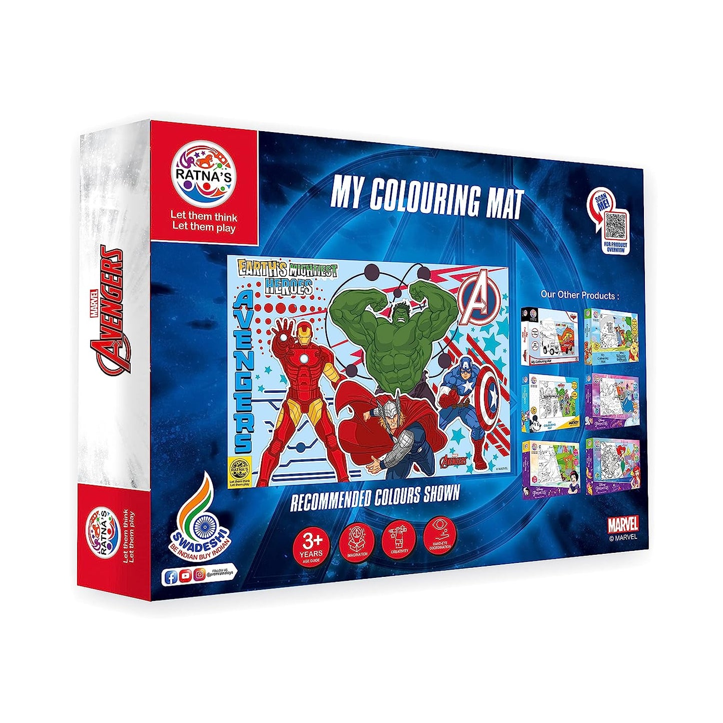 RATNA'S My Coloring Mat Avengers | DIY Kit for Kids Big Size Mat 40 x 27 inches