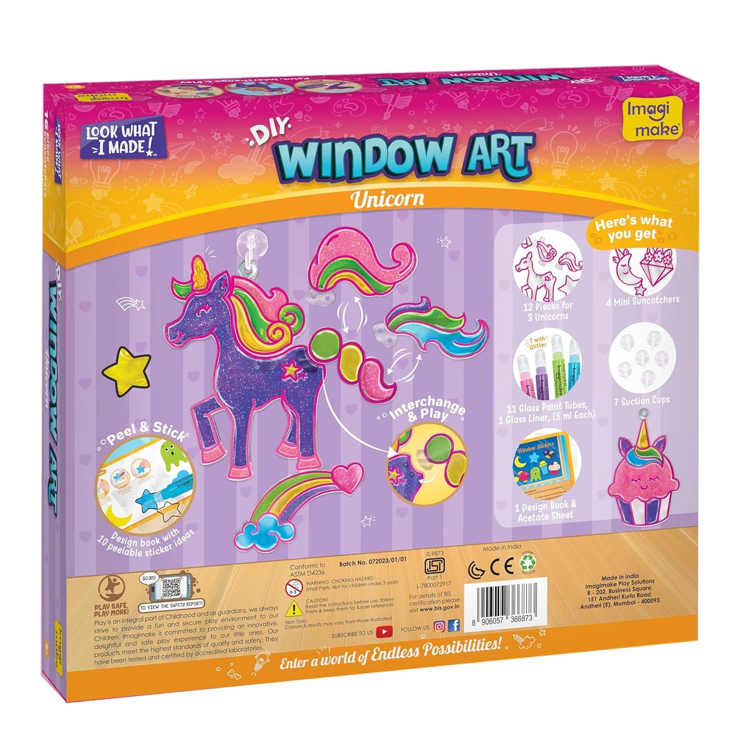 Imagimake Window Art Unicorn | Glass Painting Kit | Art and Craft Kit for Girls 6-8 | Toys for Girls | Sun Catcher Kit | Unicorn Gifts for Girls Age 6-8 | Birthday Gift for Girls 5+ Years