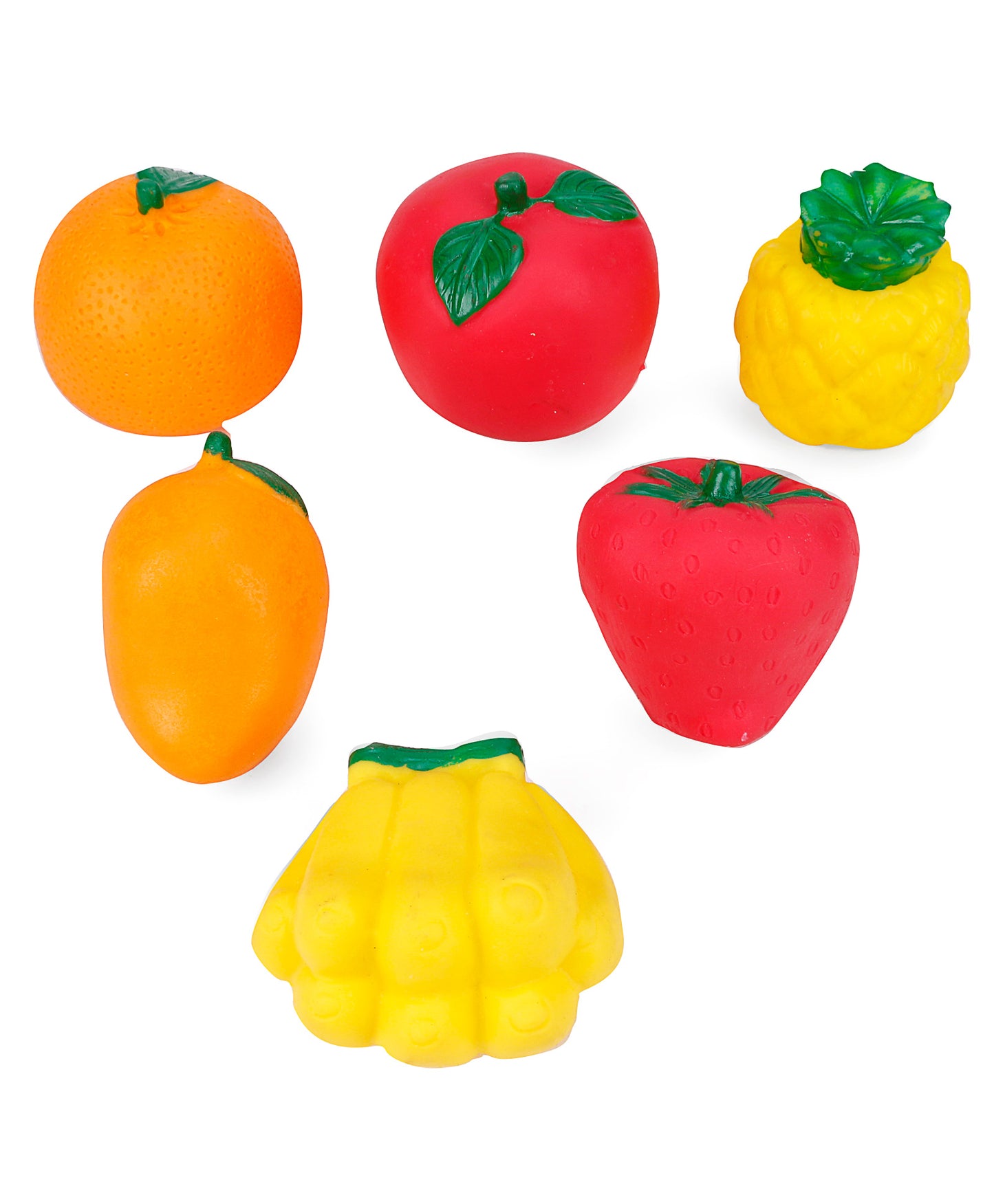 Ratnas Squeaky Toys Fruits 6 Pieces - (Colors & Fruits May Vary)
