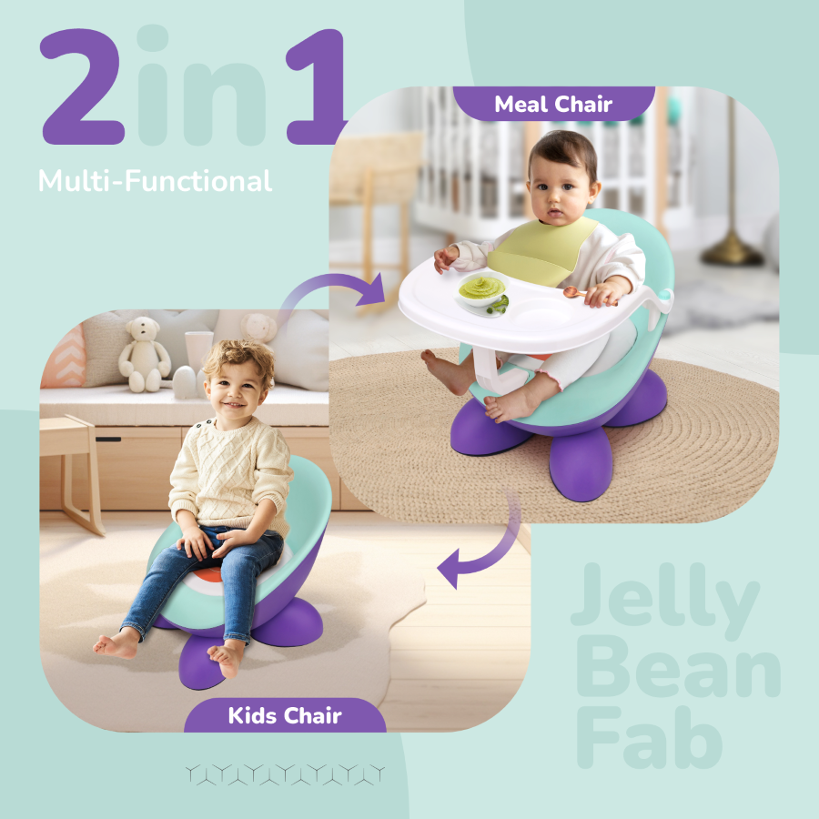 R for Rabbit Jelly Bean Fab 2 in 1 Multipurpose Kids Chair and Meal Chair purple green