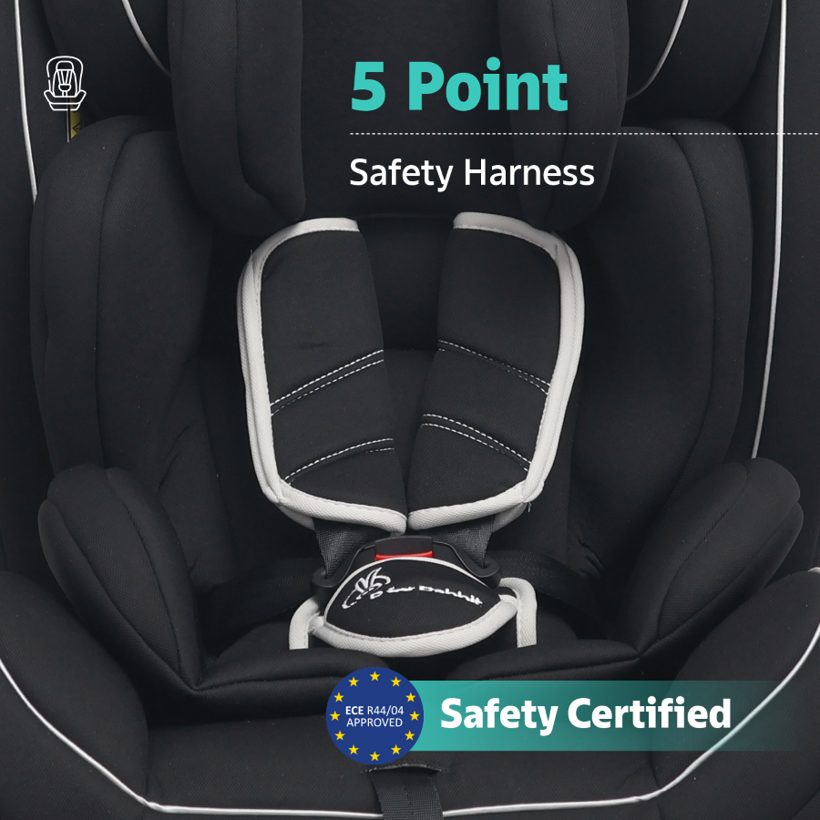 R for Rabbit Jack N Jill Grand ISOFIX Car Seat for kids 0-12 Years Safety Certified, 5-Point Safety Harness, Removable Seat Cover, Adjustable Head Rest