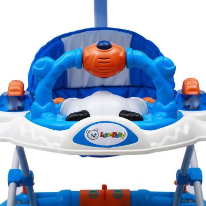 Love Baby Activity Walker for Kids with Canopy Adjustable Height Musical Tray and Light for 6 Months blue - MRGTOYS