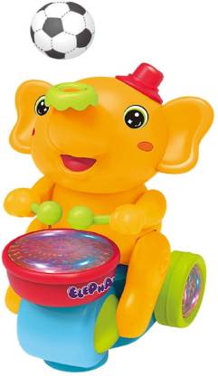 Elephant Musician Toy with Levitation Ball on Nose Along with Dazzling Light Drum Sound Music (Color n design may vary)