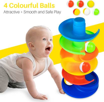 Ratnas Rainbow Spinning Tower Colorful Ball Toy (Multicolor) (Multicolor) - MRGTOYS