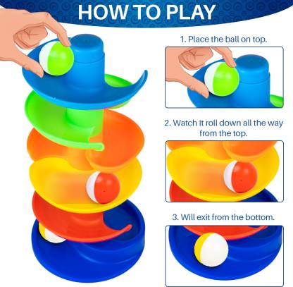Ratnas Rainbow Spinning Tower Colorful Ball Toy (Multicolor) (Multicolor) - MRGTOYS