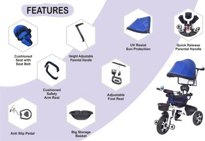 v 10 babycute Cycle for Kids, Plug and Play Baby Tricycle for 2 to 5 Year Old Children (V-10) Tricycle (Blue)