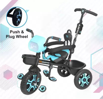 babycute BabyCute Sports Tricycle for Kids| Baby Cycle for 2-5 Years V4 DLX Tricycle (Blue) - MRGTOYS