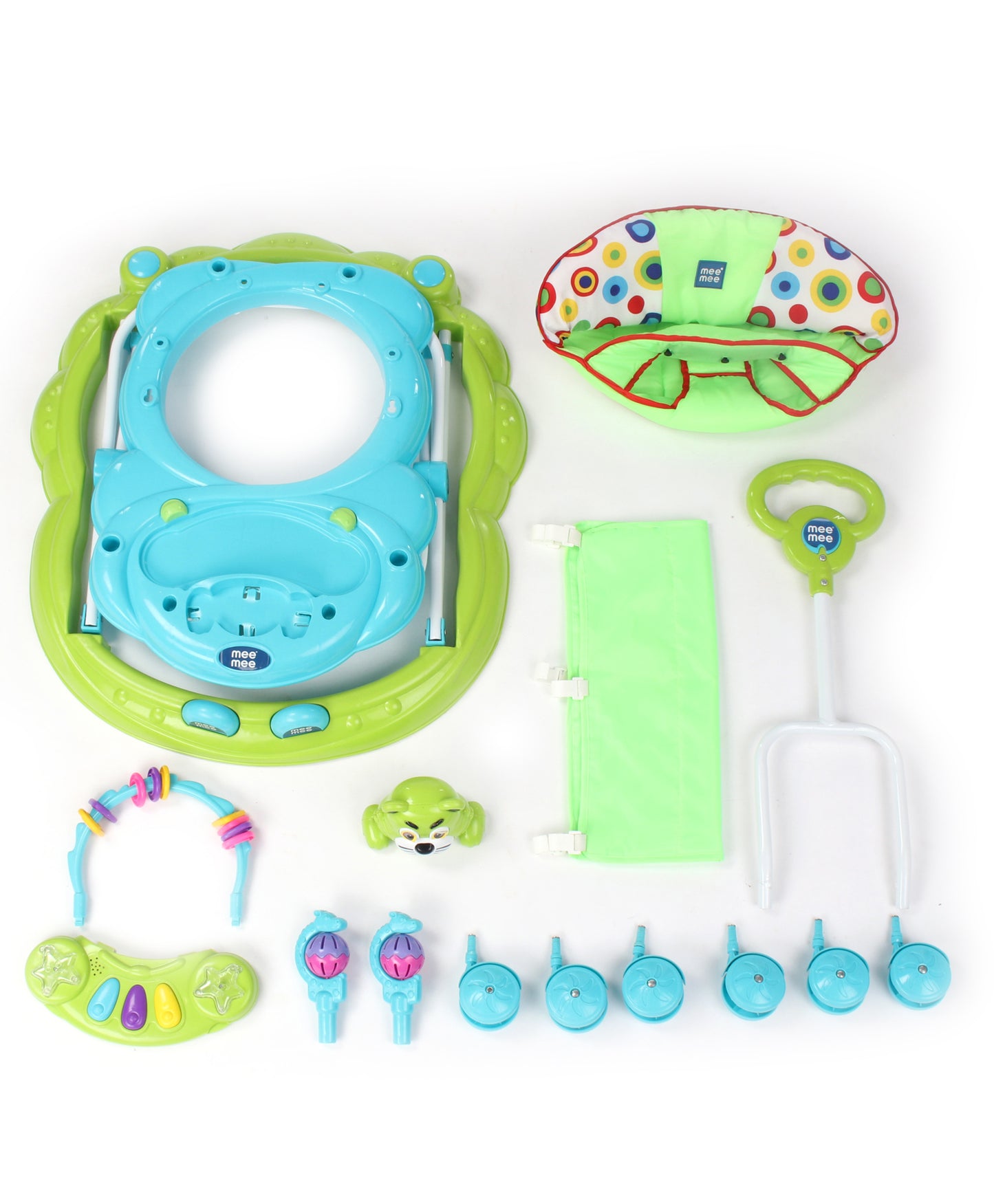 Mee Mee Baby Walker with Musical Activity Tray and Parental Handle - Blue