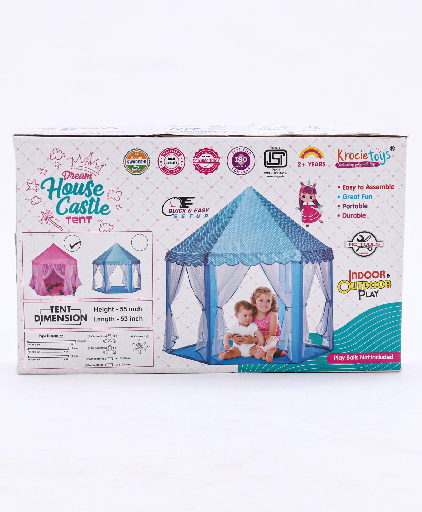 Krocie Toys Dream House Castle Tent - Pink - MRGTOYS