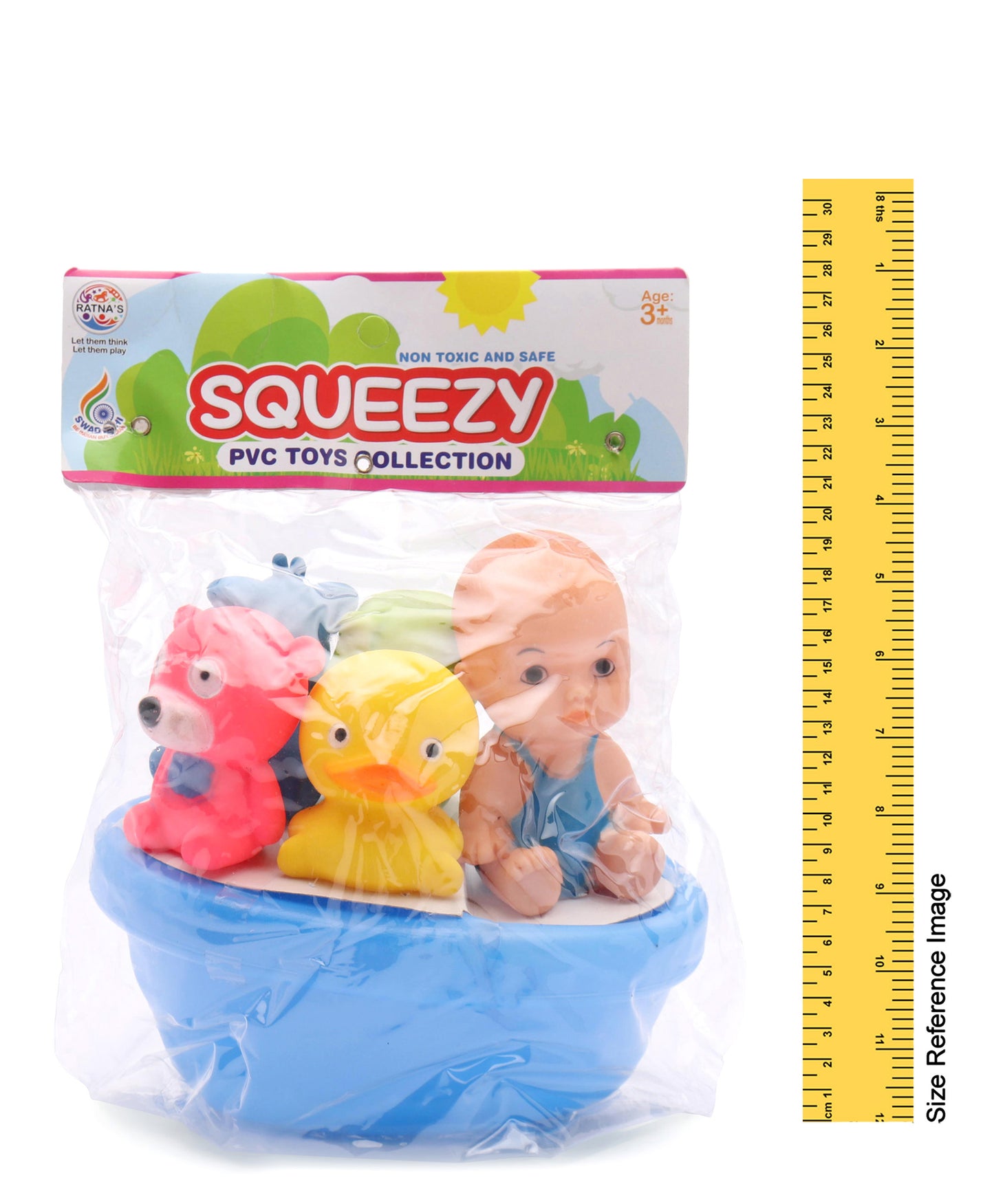 Ratnas Squeezy Baby & Animal Bath Toys Pack of 5 (Color & Print May Vary)