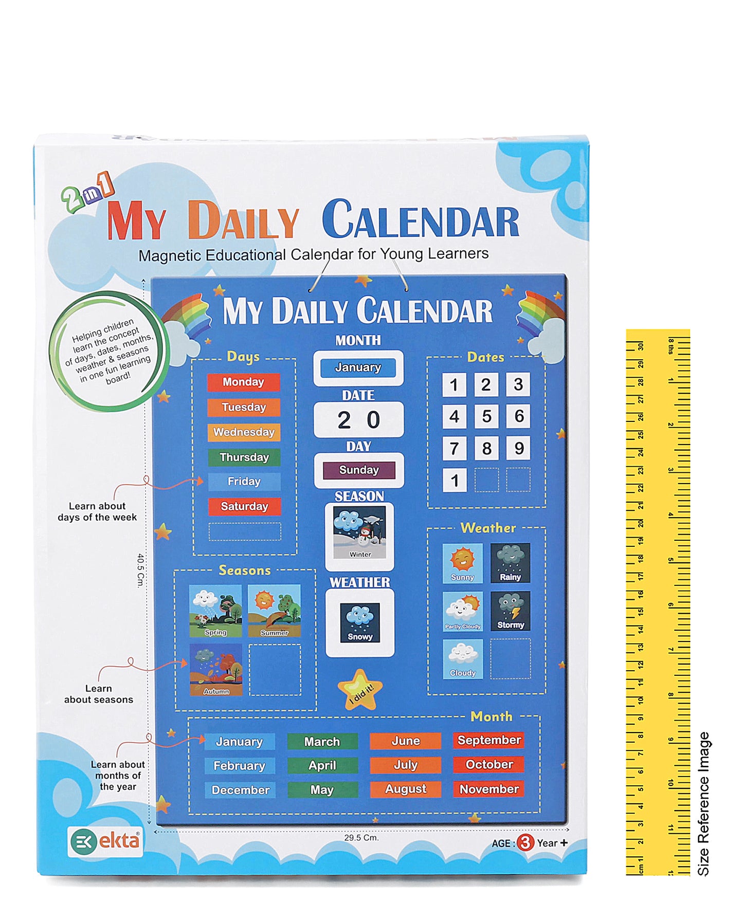 Ekta 2 in 1 My Daily Magnetic Calendar - Multicolor