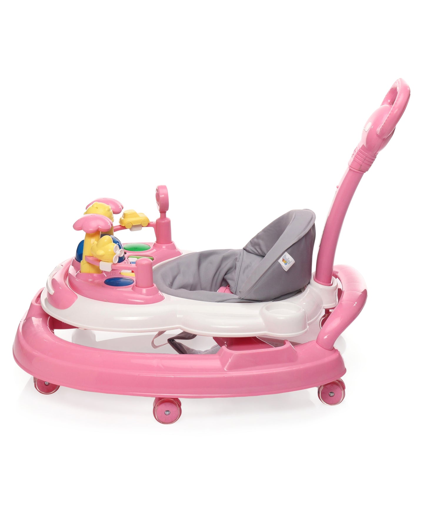 Steelbird Baby Walker with Parental Handle and Toy Bar - Pink