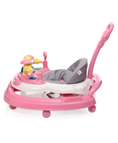 Steelbird Baby Walker with Parental Handle and Toy Bar - Pink