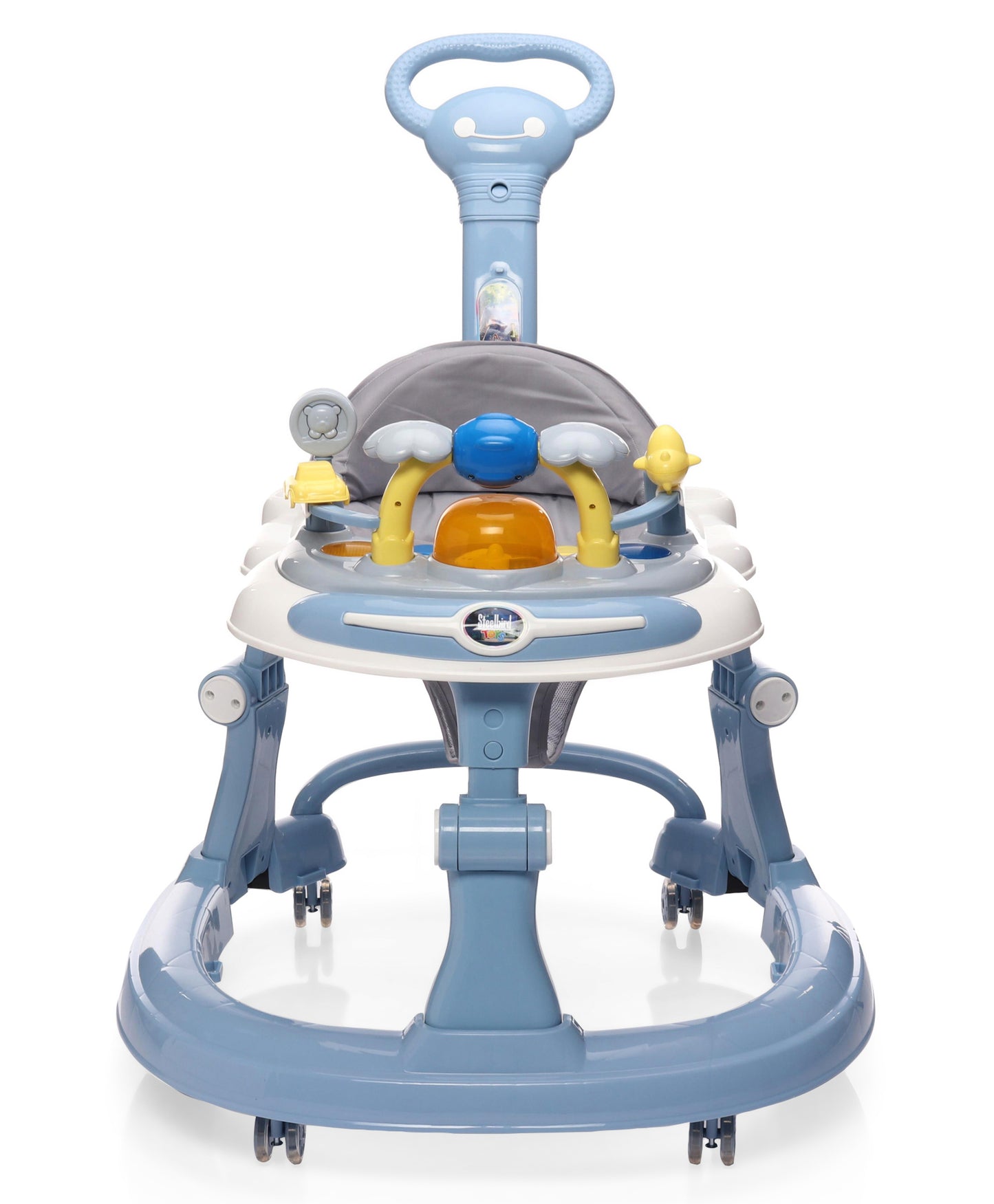 Steelbird Baby Walker with Parental Handle and Toy Bar - Blue