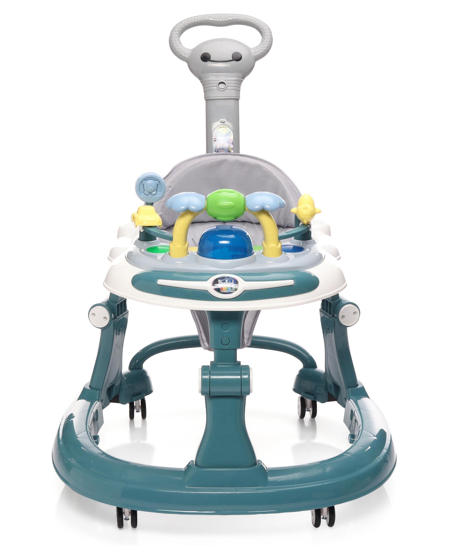 Steelbird Baby Walker with Parental Handle and Toy Bar - Teal Blue