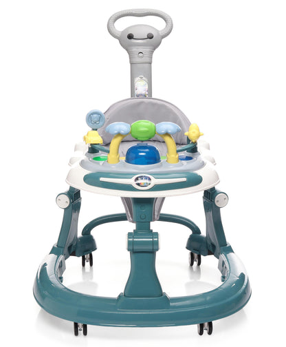 Steelbird Baby Walker with Parental Handle and Toy Bar - Teal Blue