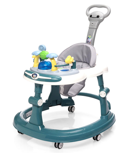 Steelbird Baby Walker with Parental Handle and Toy Bar - Teal Blue