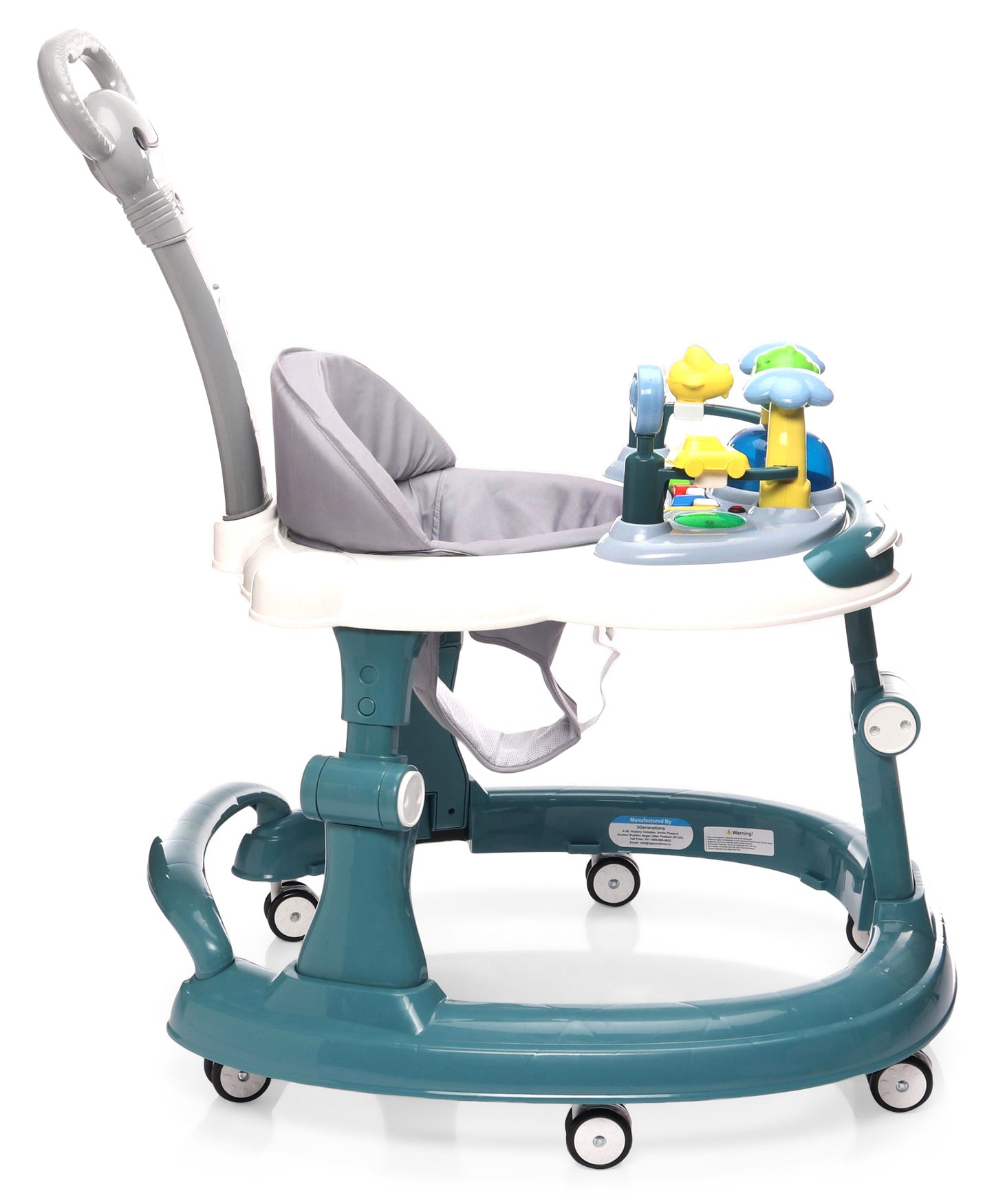Steelbird Baby Walker with Parental Handle and Toy Bar - Teal Blue