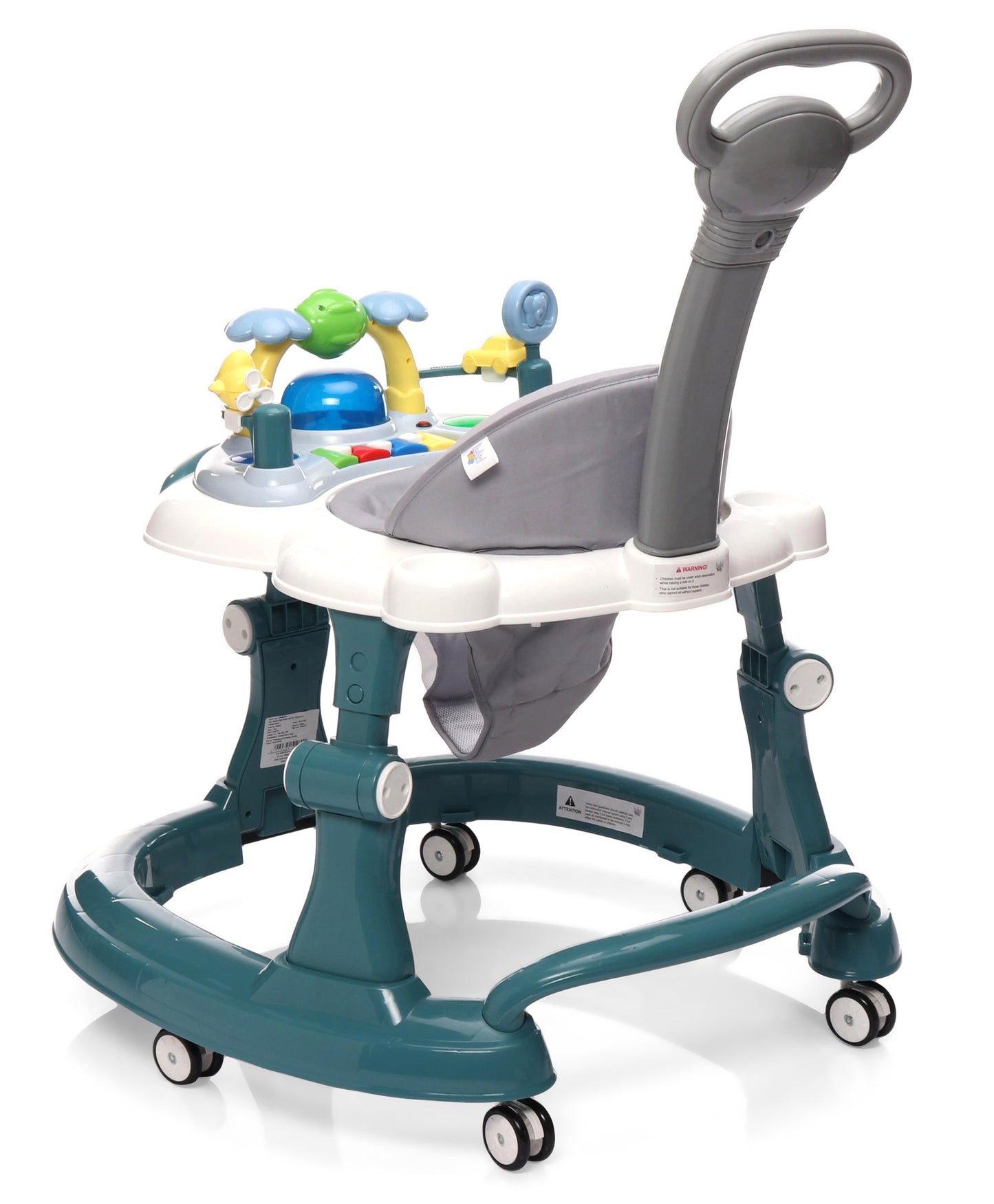 Steelbird Baby Walker with Parental Handle and Toy Bar - Teal Blue