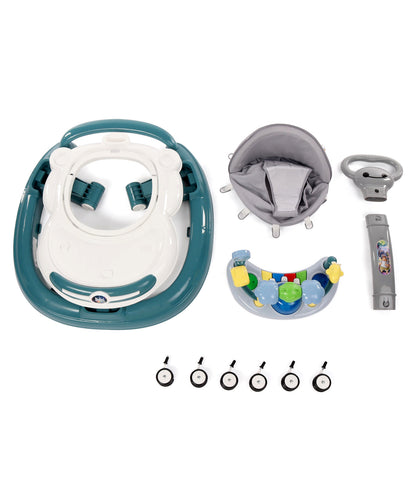 Steelbird Baby Walker with Parental Handle and Toy Bar - Teal Blue