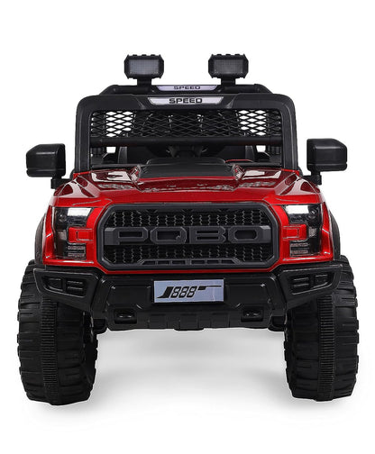 Pobo Electric Battery Operated Ride on Jeep with Music Lights and Bluetooth Remote Control - Red