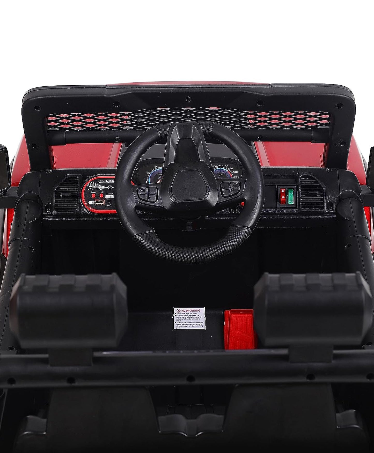 Pobo Electric Battery Operated Ride on Jeep with Music Lights and Bluetooth Remote Control - Red