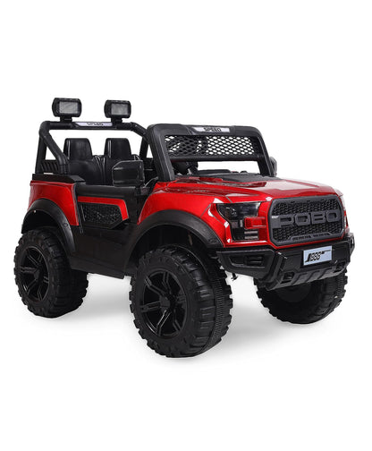 Pobo Electric Battery Operated Ride on Jeep with Music Lights and Bluetooth Remote Control - Red