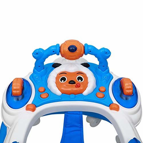 Love Baby Ultra Soft Seat Baby Activity Walker with Wheel, Adjustable Height and Musical Tray and Toys blue - MRGTOYS